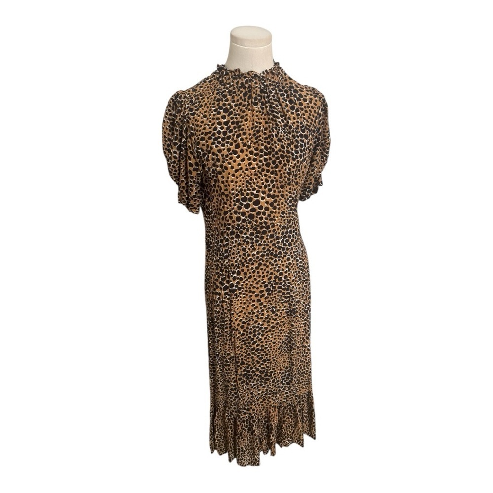SEA New York Leopard Print Louise Midi Dress Black Brown 8 Party Work Animal - Picture 6 of 11